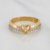 Anillo Corazon K 2.45g / T6 1/4 Dos Oros Amarillo Blanco 18K