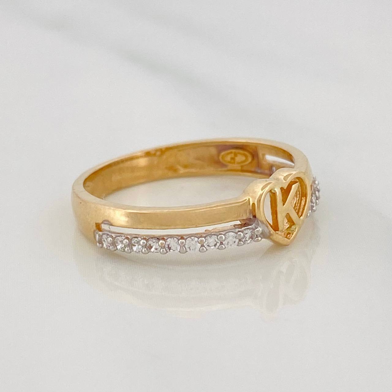 Anillo Corazon K 2.45g / T6 1/4 Dos Oros Amarillo Blanco 18K