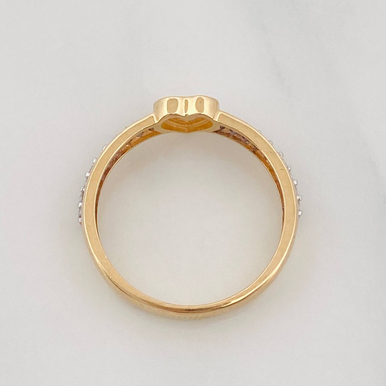 Anillo Corazon K 2.45g / T6 1/4 Dos Oros Amarillo Blanco 18K