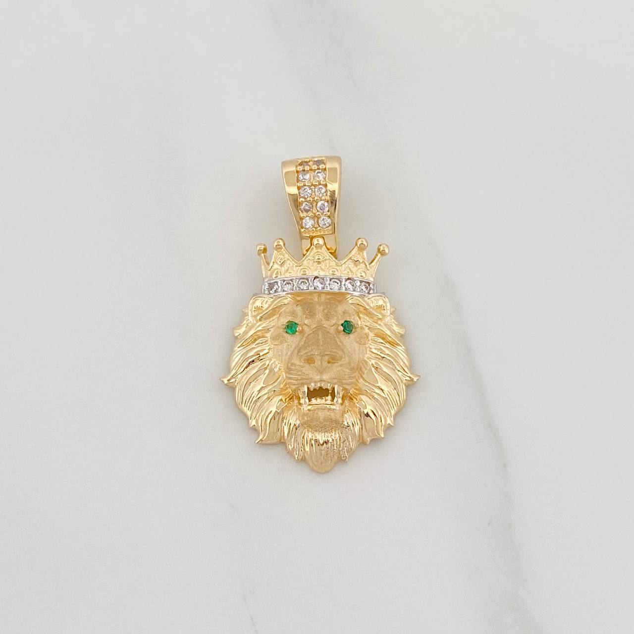 Dije Leon 3.35g / 2.05cm Dos Oros Amarillo Blanco 18K