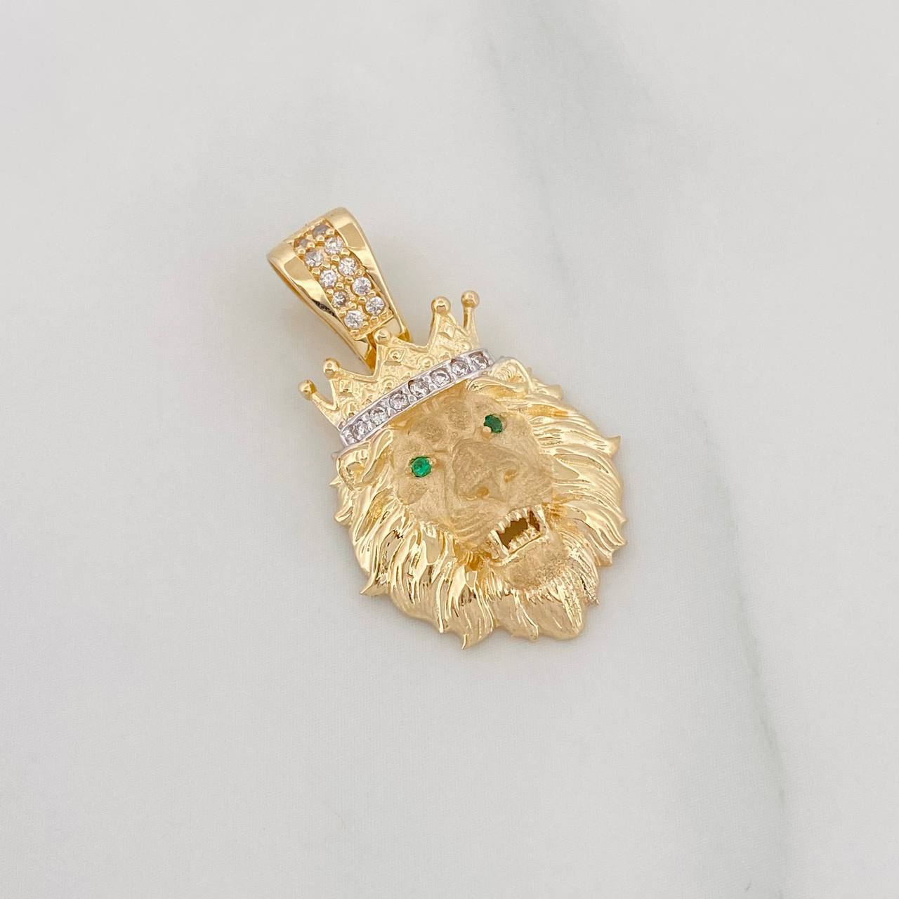Dije Leon 3.35g / 2.05cm Dos Oros Amarillo Blanco 18K