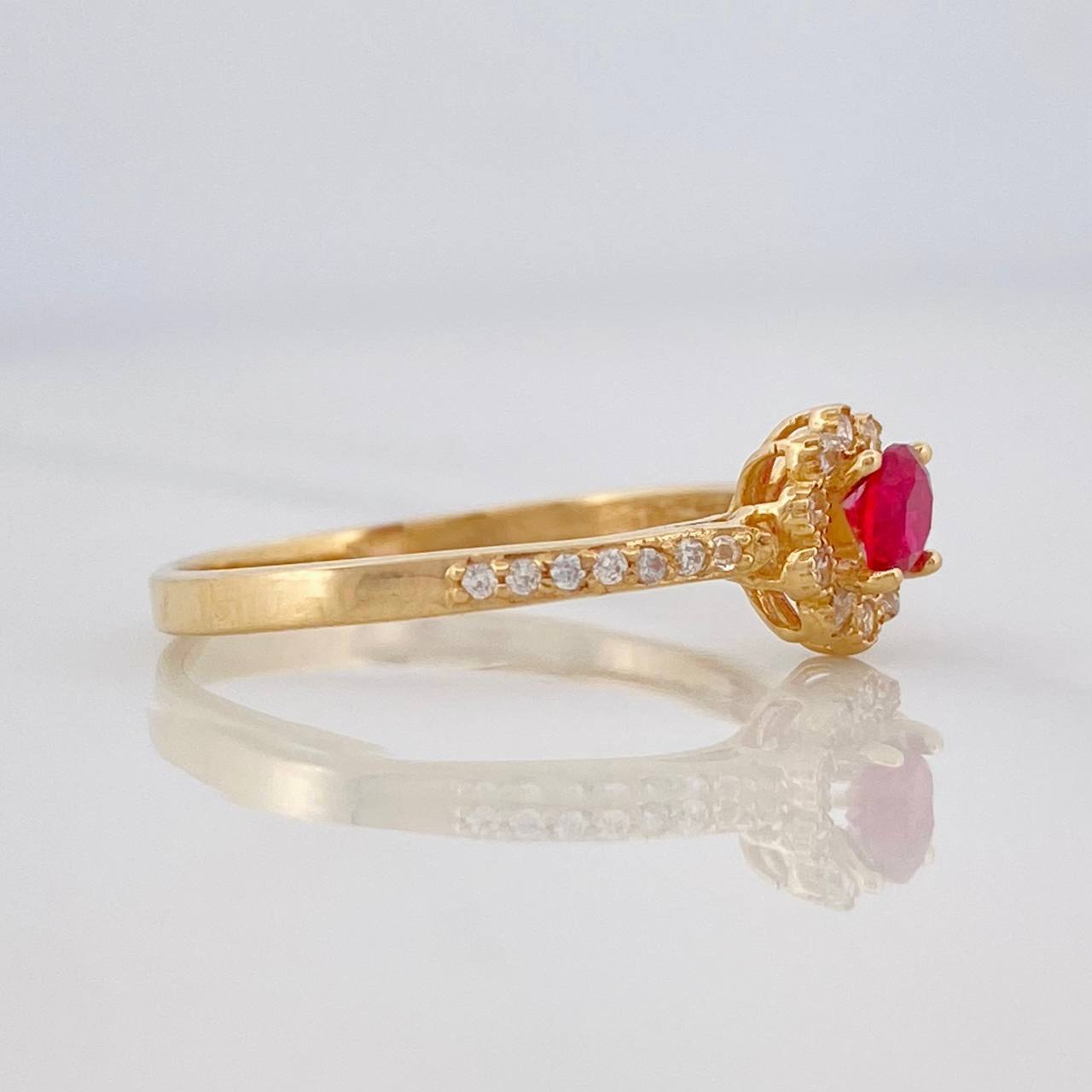 Anillo Solitario Flor 2g / T8 Oro Amarillo 18K