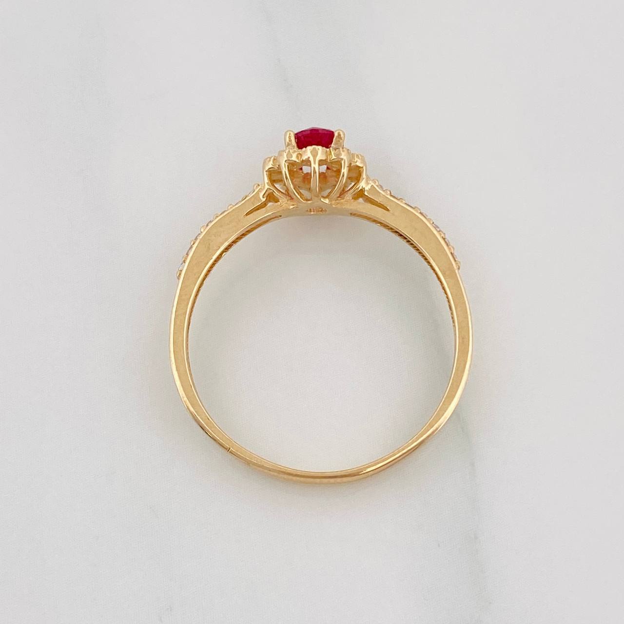 Anillo Solitario Flor 2g / T8 Oro Amarillo 18K