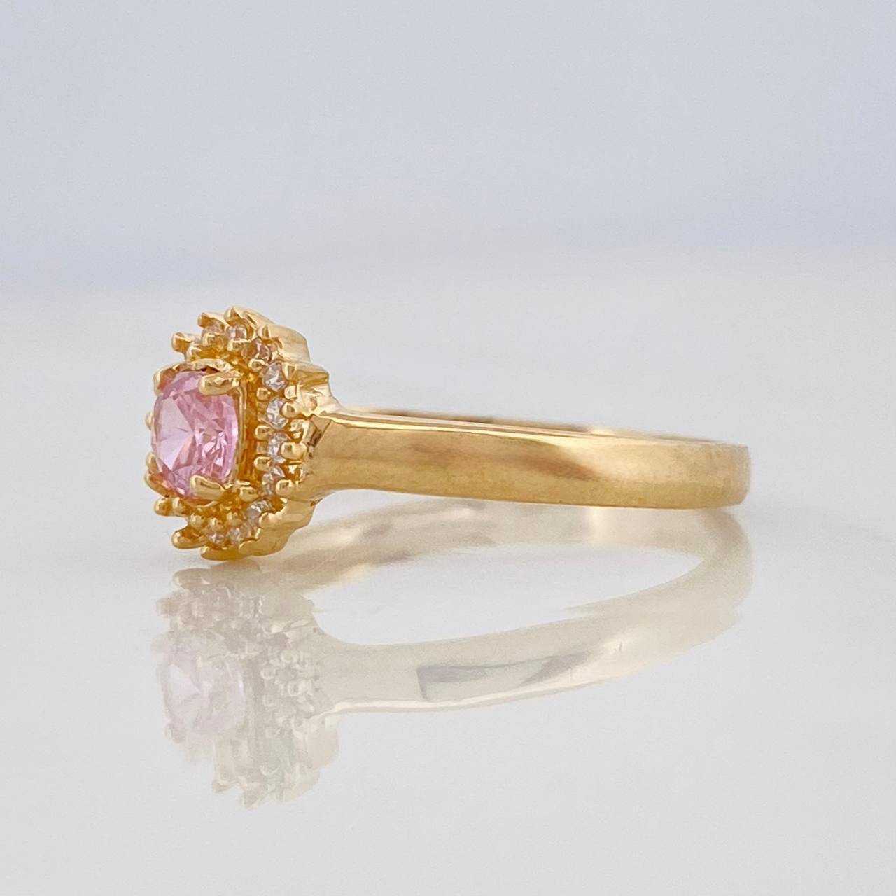 Anillo Solitario Halo 2.3g / T7 1/4 Oro Amarillo 18K