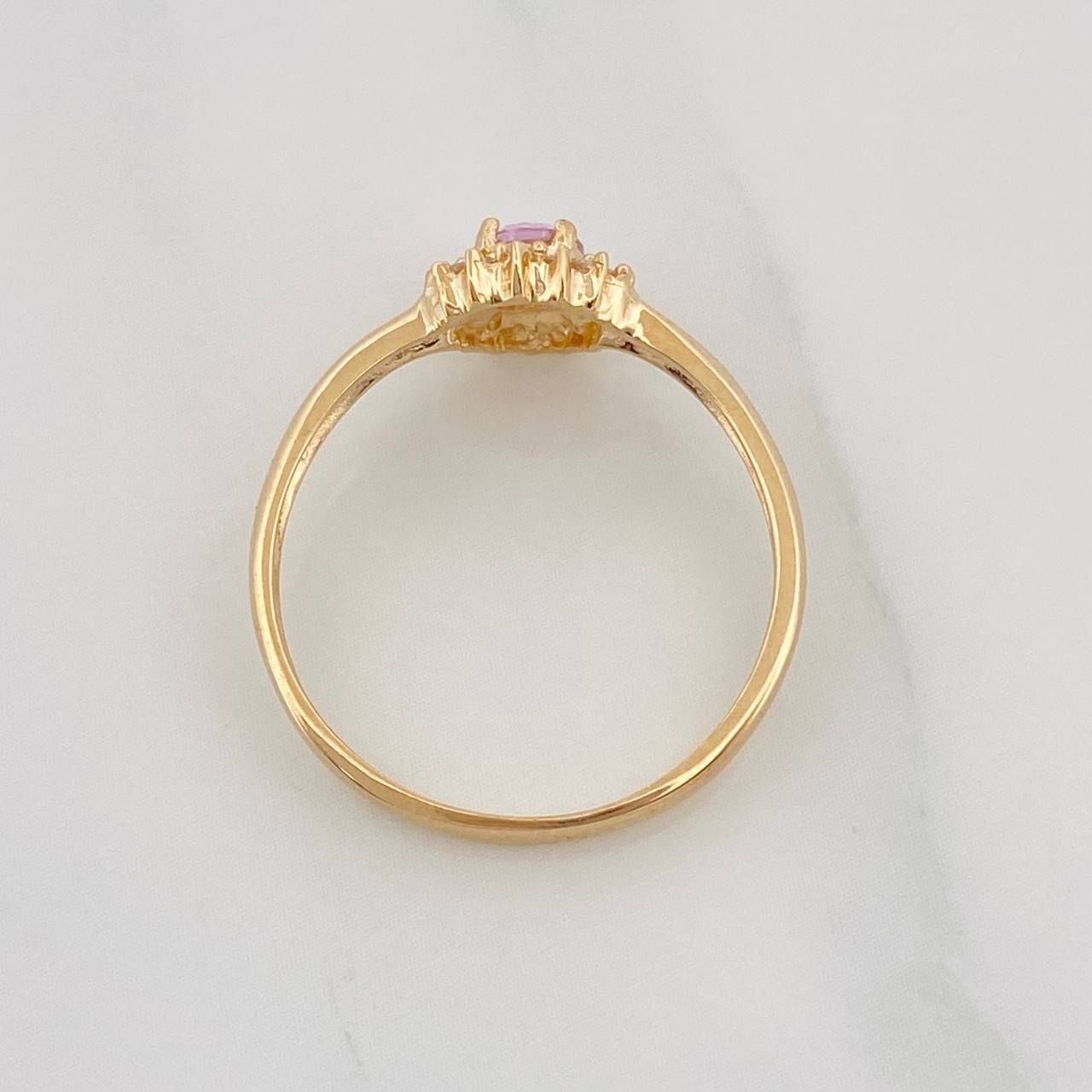 Anillo Solitario Halo 2.3g / T7 1/4 Oro Amarillo 18K