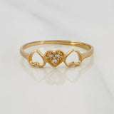 Anillo Corazones 0.95g / T7 Oro Amarillo 18K