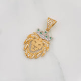 Dije Leon 3.5g / 3.03cm Dos Oros Amarillo Blanco 18K