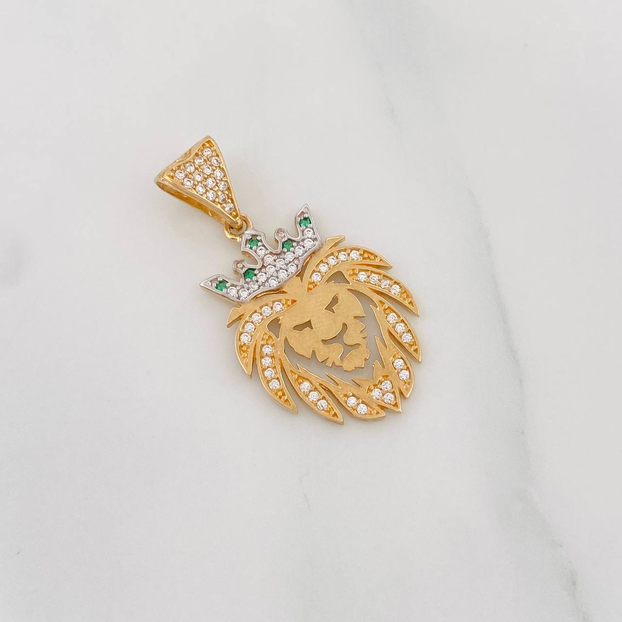 Dije Leon 3.5g / 3.03cm Dos Oros Amarillo Blanco 18K