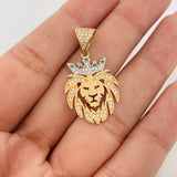 Dije Leon 3.5g / 3.03cm Dos Oros Amarillo Blanco 18K