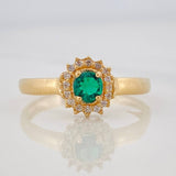 Anillo Solitario Halo 2.35g / T7 1/2 Oro Amarillo 18K