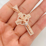 Dije Cruz Cristo 6.50g / 4.05cm Dos Oros Blanco Rosa 18K