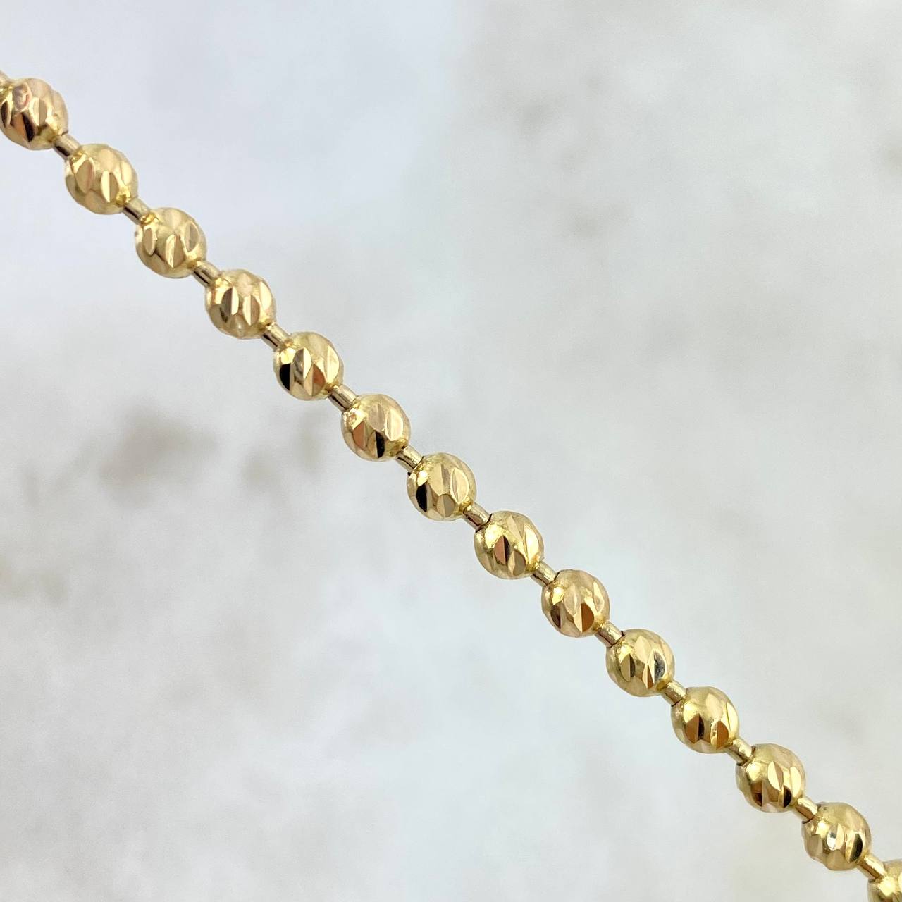 Cadena Militar 19.1gr / 60cm / 3mm Bolas Diamantadas Oro Amarillo ©