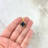 Dije Trebol VCyA 2.15gr / 2.3cm / Agata Negro Oro Amarillo +4