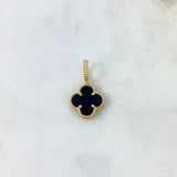 Dije Trebol VCyA 2.15gr / 2.3cm / Agata Negro Oro Amarillo +4