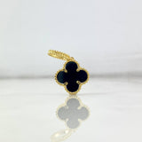 Dije Trebol VCyA 2.15gr / 2.3cm / Agata Negro Oro Amarillo +4