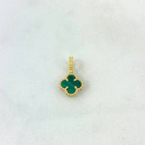 Dije Trebol VCyA 1.2gr / 1.6cm / Malaquita Verde Oro Amarillo +4 ©