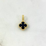 Dije Trebol VCyA 1.1gr / 1.6cm / Agata Negro Oro Amarillo +4