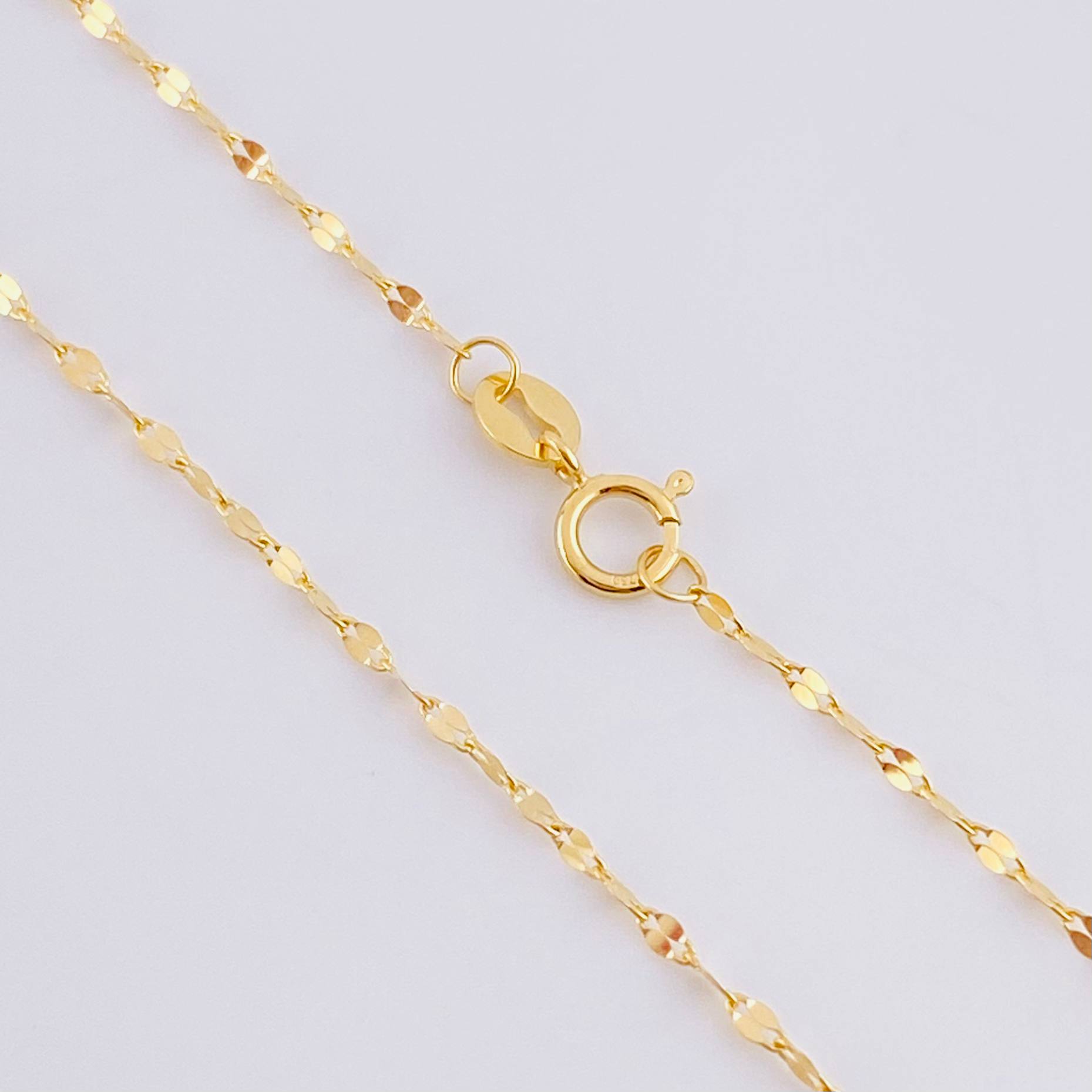 Set Cadena Flor Espejo + Dije Estrella de David / 1.15g / 45cm Oro Amarillo 18K