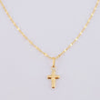 Set Cadena Flor Espejo + Dije Cruz / 1.1g / 45cm Oro Amarillo 18K