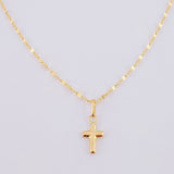 Set Cadena Flor Espejo + Dije Cruz / 1.1g / 45cm Oro Amarillo 18K