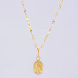 Set Cadena Flor Espejo + Dije Virgen Milagrosa / 1.2g / 45cm Oro Amarillo 18K