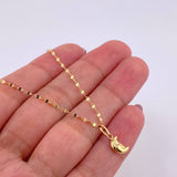 Set Cadena Flor Espejo + Dije Media Luna / 1.1g / 45cm Oro Amarillo 18K