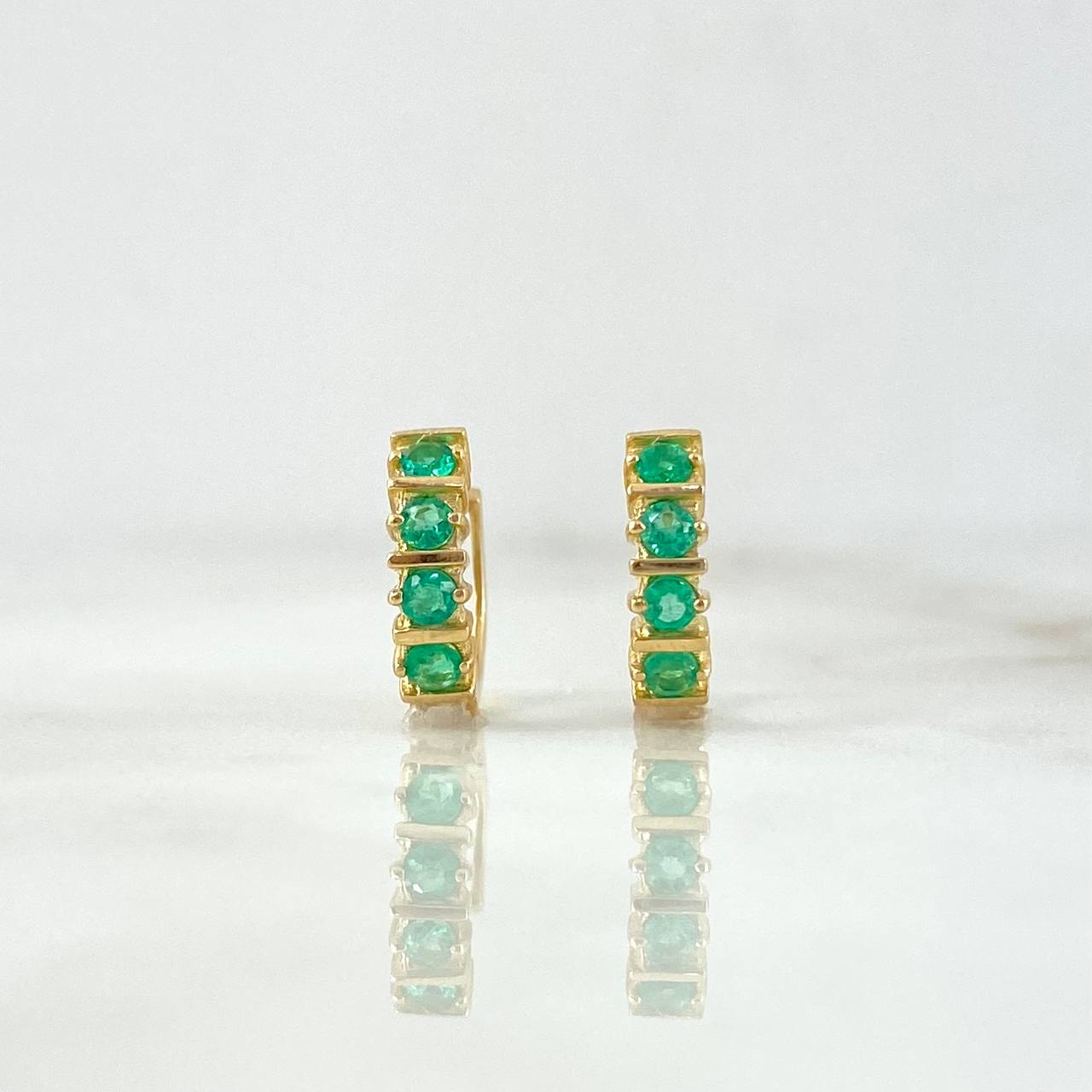 Candongas Carril Separador 2.25gr / 1.1cm / Esmeraldas 26 Puntos Oro Amarillo (Joya)