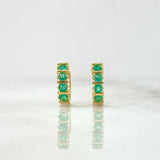 Candongas Carril Separador 2.25gr / 1.1cm / Esmeraldas 26 Puntos Oro Amarillo (Joya)