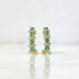 Candongas Omega Combinadas 4gr / 1.6cm / Esmeraldas 64pts - Diamantes Blancos 25pts Oro Amarillo (Joya) *