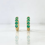 Candongas Circulos 3.1gr / 1.4cm / Esmeraldas 64pts Oro Amarillo (Joya) *