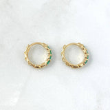Candongas Circulos 3.1gr / 1.4cm / Esmeraldas 64pts Oro Amarillo (Joya) *