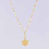 Set Cadena Flor Espejo + Dije Estrella de David / 1.15g / 45cm Oro Amarillo 18K