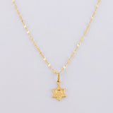 Set Cadena Flor Espejo + Dije Estrella de David / 1.15g / 45cm Oro Amarillo 18K