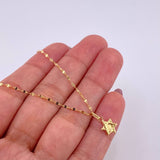 Set Cadena Flor Espejo + Dije Estrella de David / 1.2g / 45cm Oro Amarillo 18K