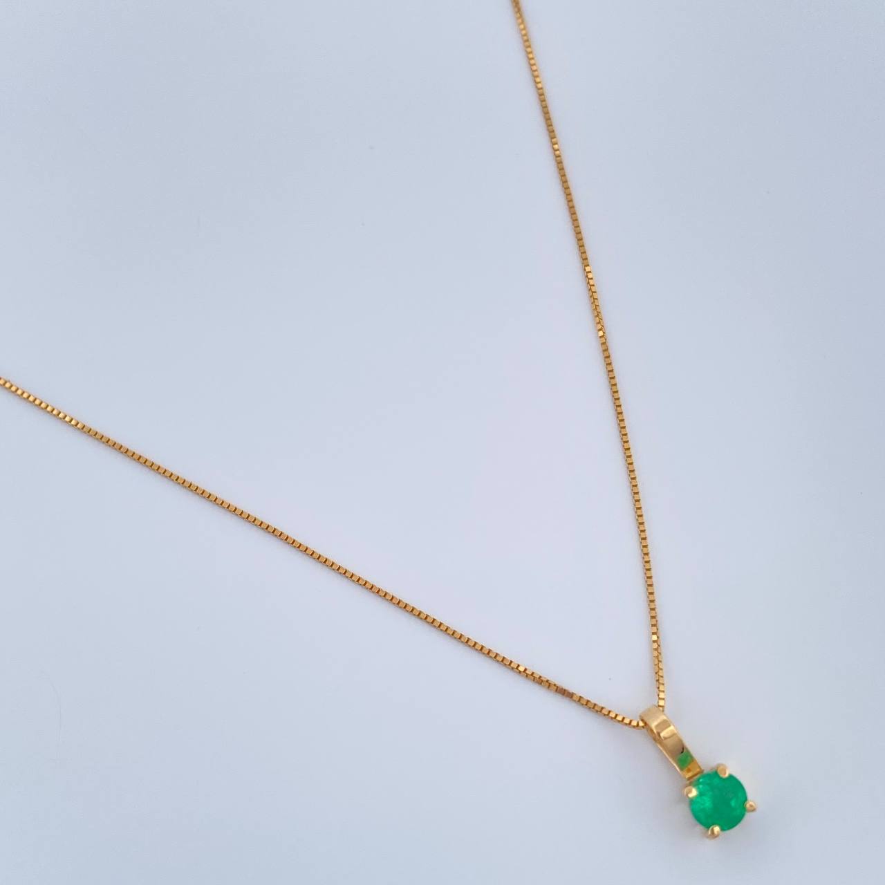 Set Veneciana + Redondo Esmeralda 1gr / 45.1cm / 0.46mm Oro Amarillo 18K &