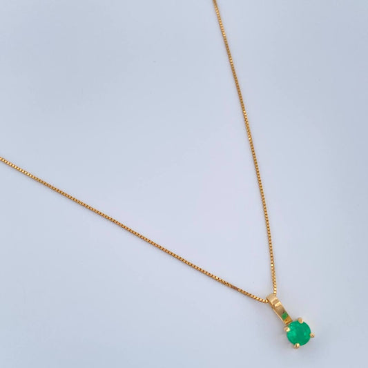 Set Veneciana + Redondo Esmeralda 1gr / 45.1cm / 0.46mm Oro Amarillo 18K &