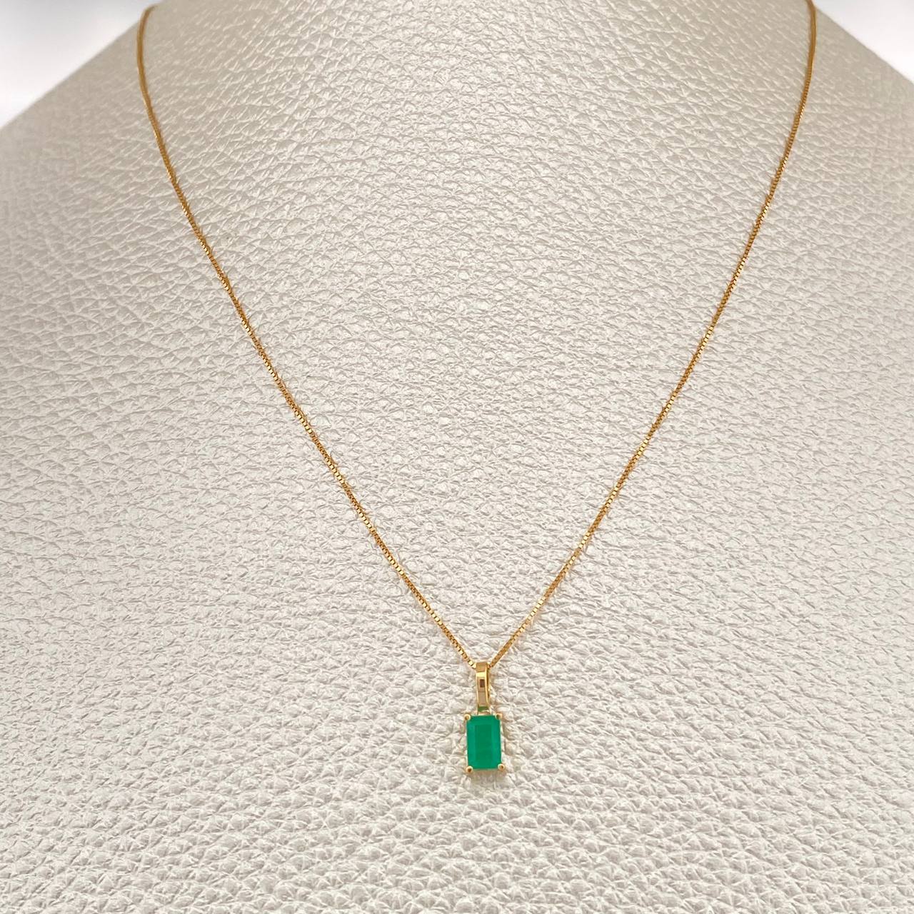 Set Veneciana + Rectangulo Esmeralda 1.15gr / 45.1cm / 0.5mm Oro Amarillo 18K &