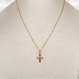 Set Veneciana + Cruz Plana Esmeralda 1.15gr / 45.1cm / 0.48mm Oro Amarillo 18K &