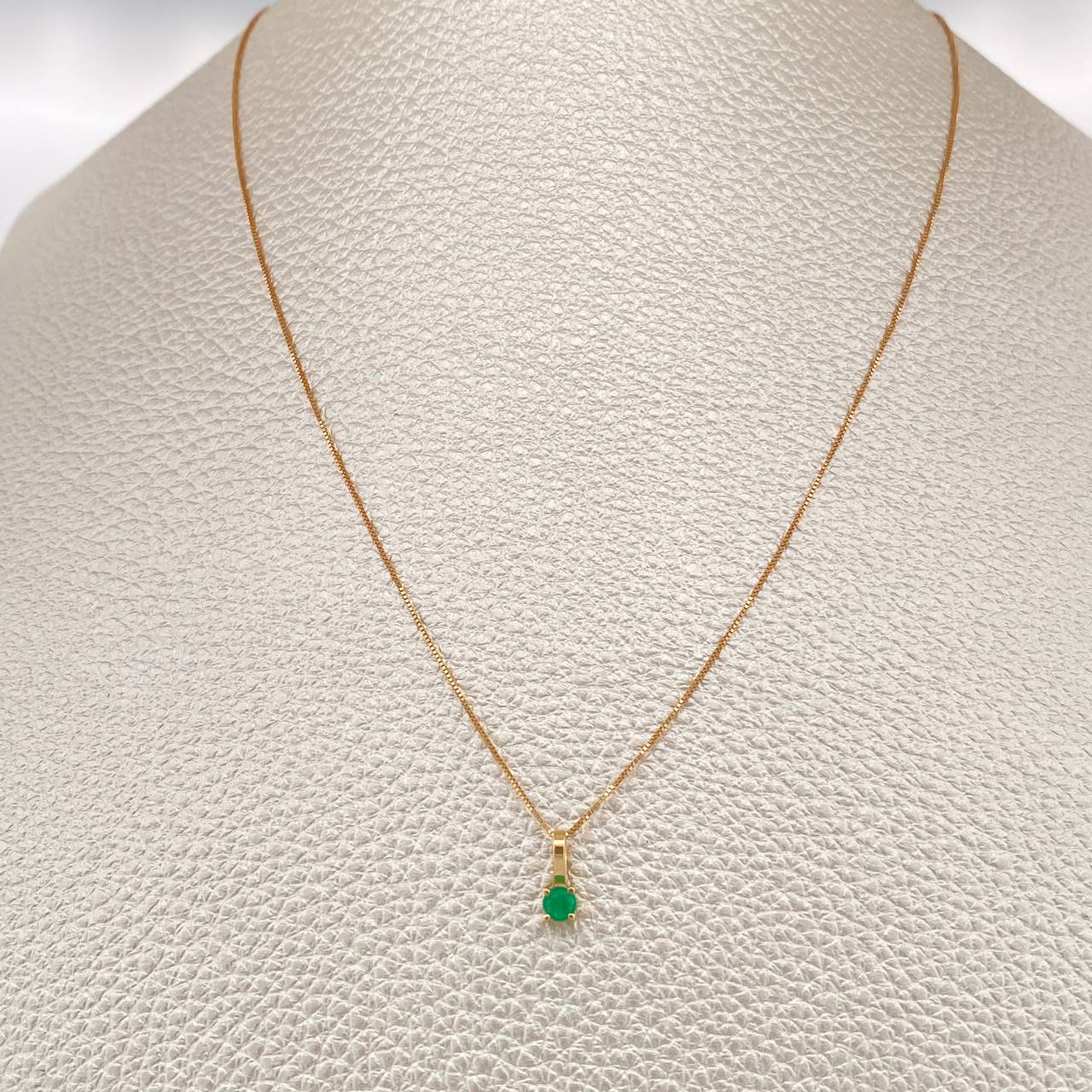 Set Veneciana + Redondo Esmeralda 1gr / 45.4cm / 0.47mm Oro Amarillo 18K &