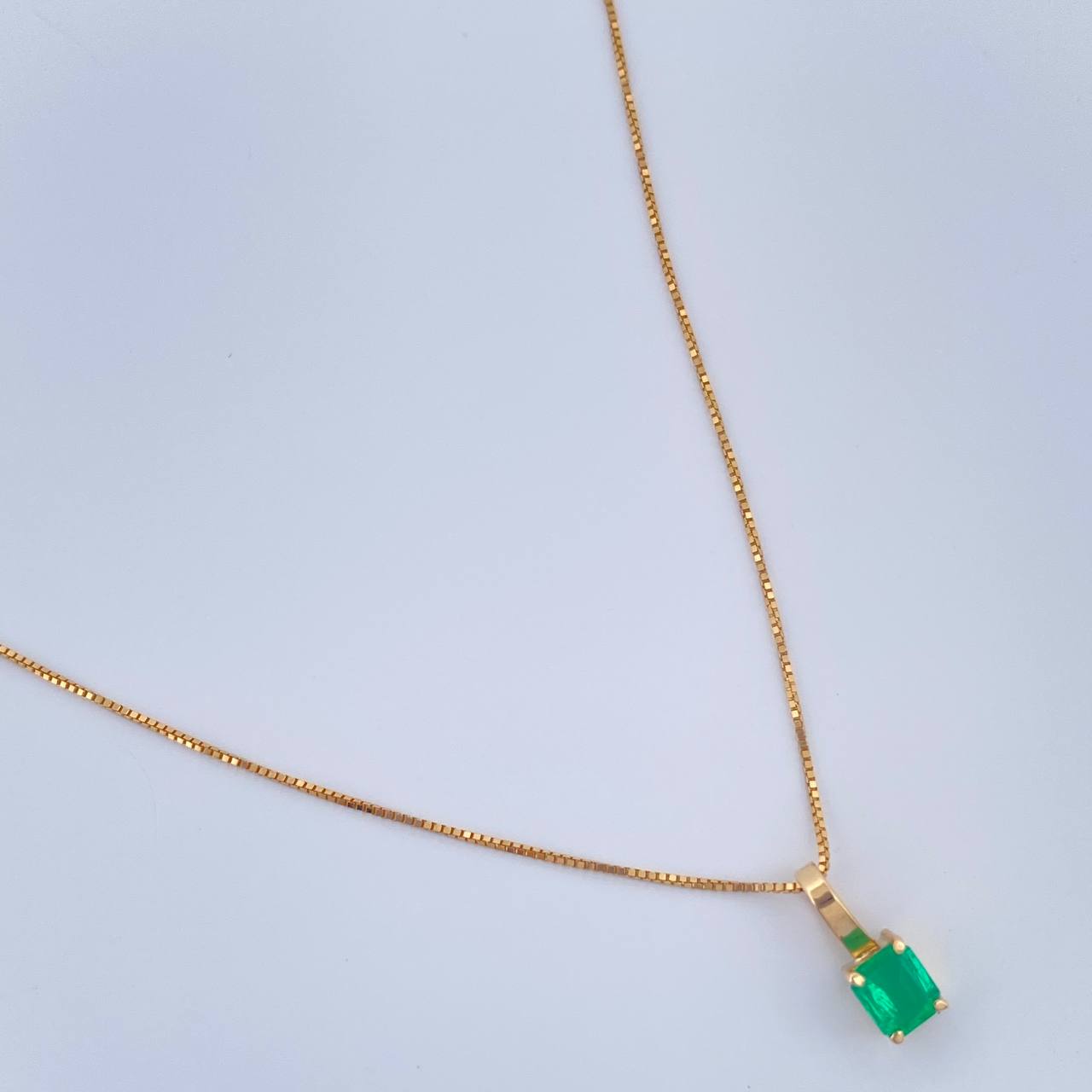 Set Veneciana + Rectangulo Esmeralda 1gr / 45cm / 0.51mm Oro Amarillo 18K &