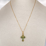 Set Veneciana + Cruz Trebol Esmeralda 1.7gr / 45cm / 0.49mm Oro Amarillo 18K &