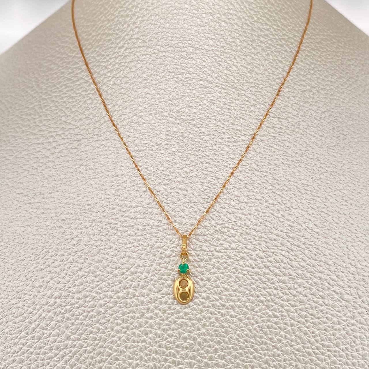 Set Veneciana + GC Figura Esmeralda 1.2gr / 45cm / 0.38mm Oro Amarillo 18K &