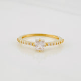 Anillo Solitario Cuadrado 1.8g / T6 1/4 Oro Amarillo 18K