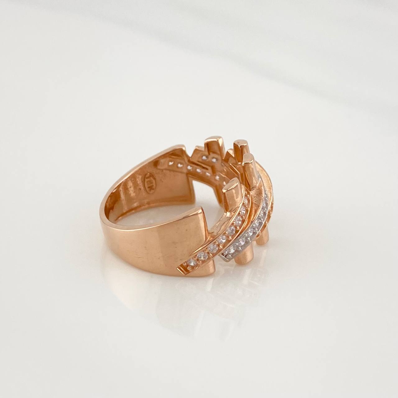 Anillo Eslabones Cubano 4.75g / T7 Tres Oros 18K