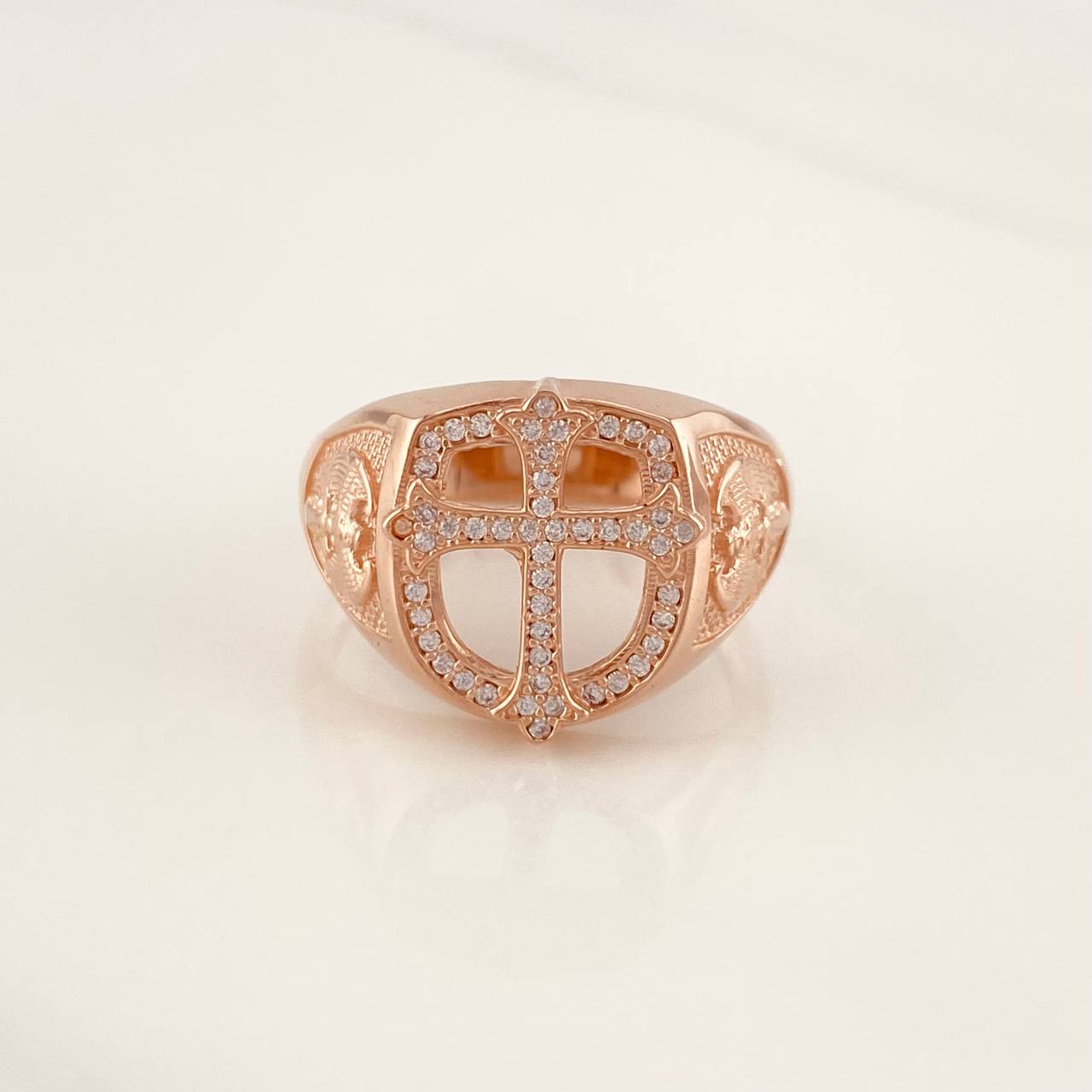 Anillo Sello Cruz 7.65g / T11 3/4 Oro Rosa 18K