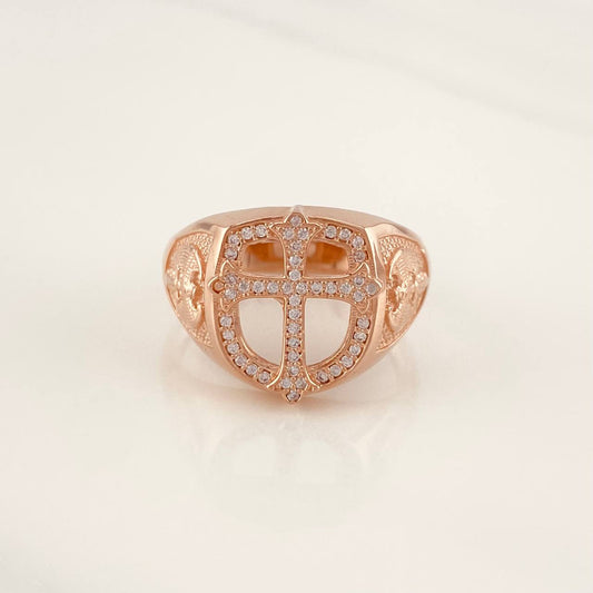 Anillo Sello Cruz 7.65g / T11 3/4 Oro Rosa 18K