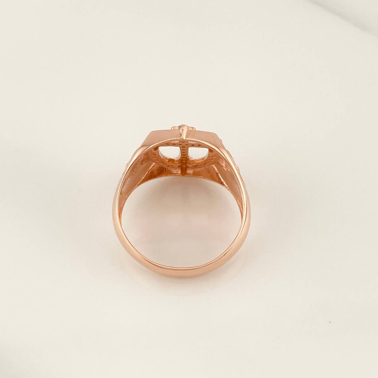 Anillo Sello Cruz 7.65g / T11 3/4 Oro Rosa 18K