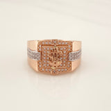 Anillo Sello Signo Pesos 9.8g / T11 1/4 Dos Oros Blanco Rosa 18K