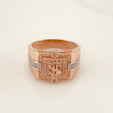 Anillo Sello Signo Pesos 9.8g / T11 1/4 Dos Oros Blanco Rosa 18K