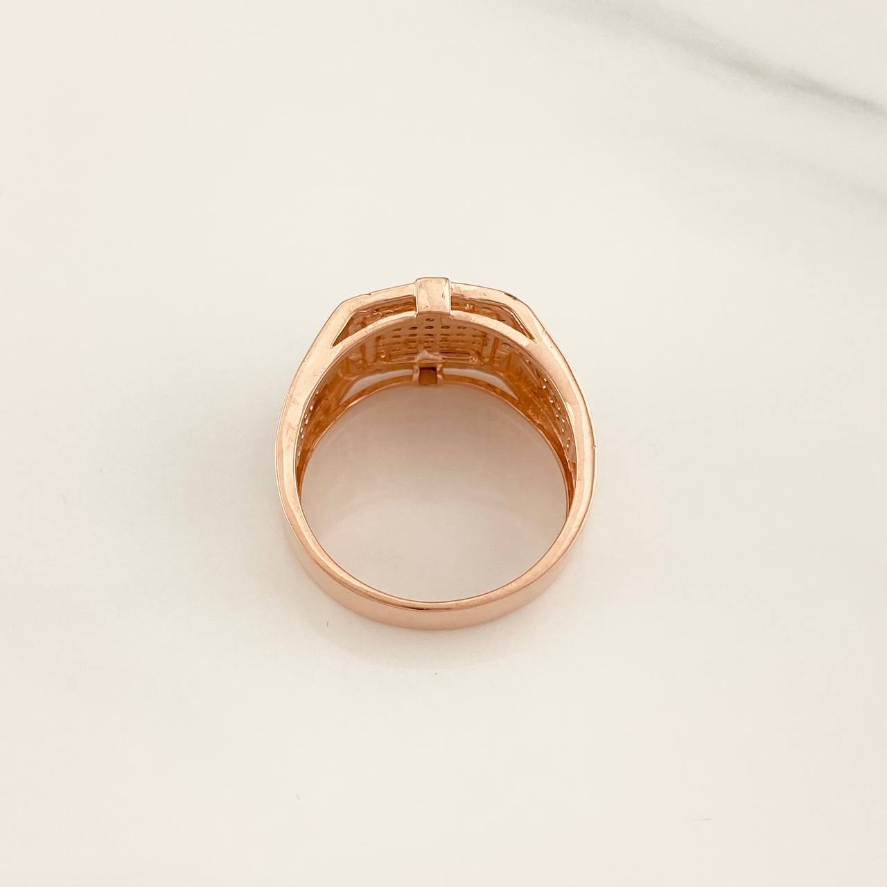 Anillo Sello Signo Pesos 9.8g / T11 1/4 Dos Oros Blanco Rosa 18K